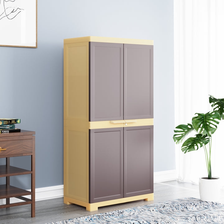 Nilkamal Freedom Mini Medium (FMM) Plastic Storage Cabinet/Bookshelf (Weathered Brown / Biscuit)