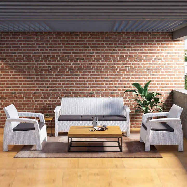 Nilkamal Goa Sofa Set with Cushion (3+1+1 Seater) (Season Rust Brown)