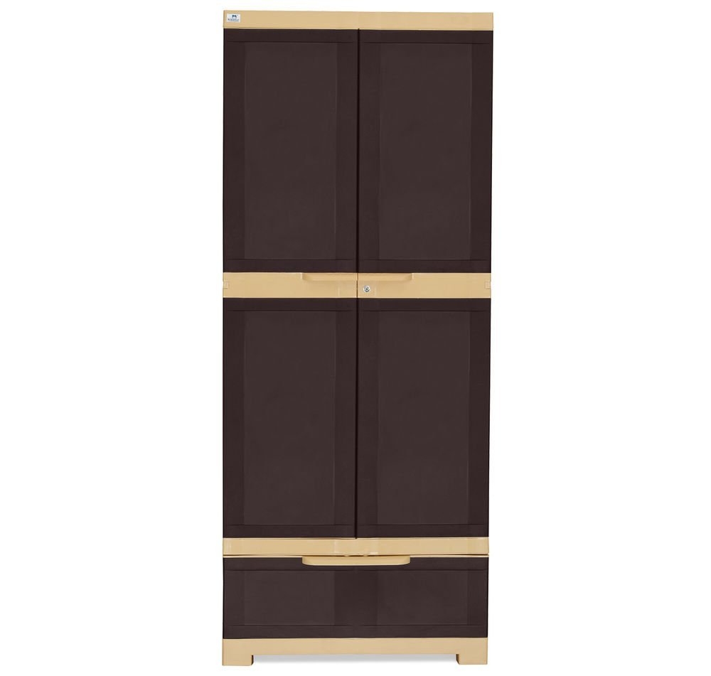 Nilkamal Freedom FMDR 1B Plastic Storage Cabinet with 1 Drawer (Weathered Brown / Biscuit)