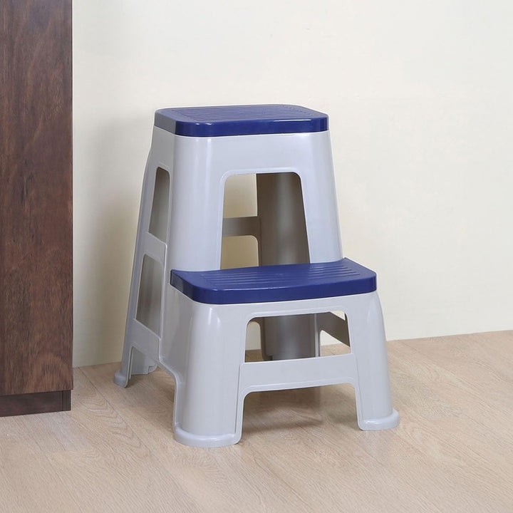 Nilkamal Step Stool 31 (Silk Grey / Cobalt Blue)