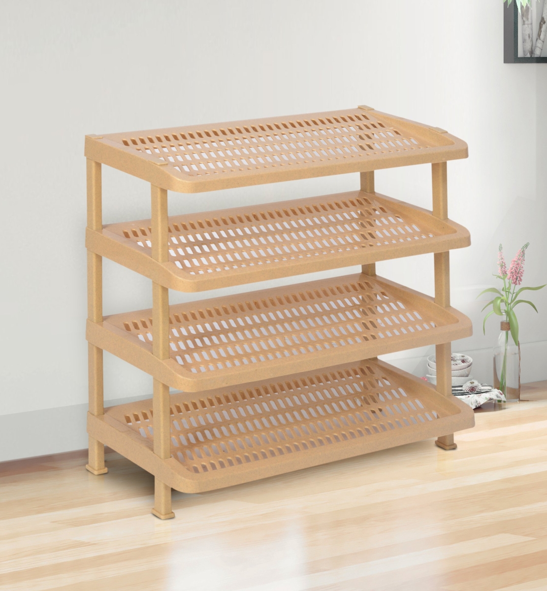 Nilkamal Multipurpose Rack 04 (Marble Beige)