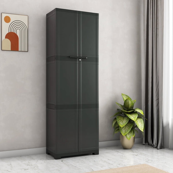 Nilkamal Freedom Large (FML) Plastic Storage Cabinet (Charcoal Grey)