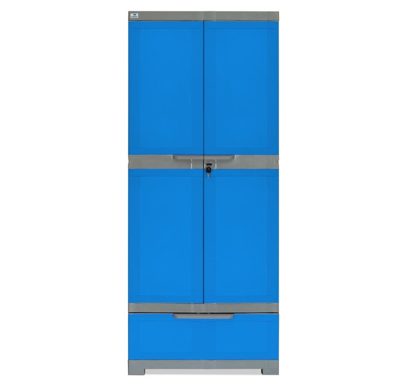 Nilkamal Freedom FMDR 1B Plastic Storage Cabinet with 1 Drawer (Deep Blue / Grey)