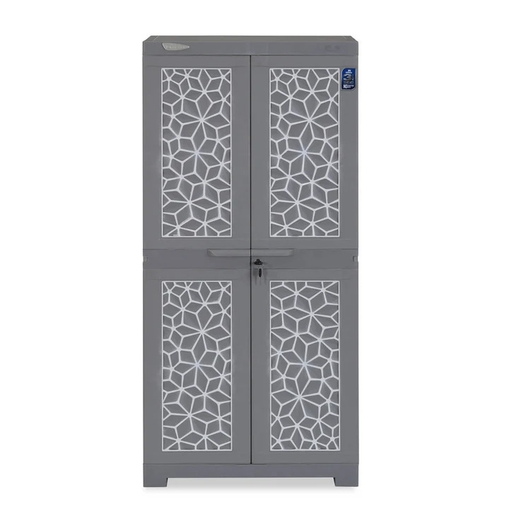 Nilkamal Freedom Star (FMSC18STR) Plastic Shoe Cabinet (Haze Grey & Milky White)