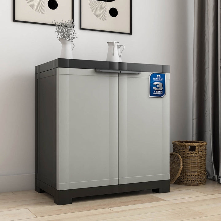 Nilkamal Freedom Mini Small (FMS) Plastic Storage Cabinet/Bookshelf (Haze Grey/Charcoal Grey)