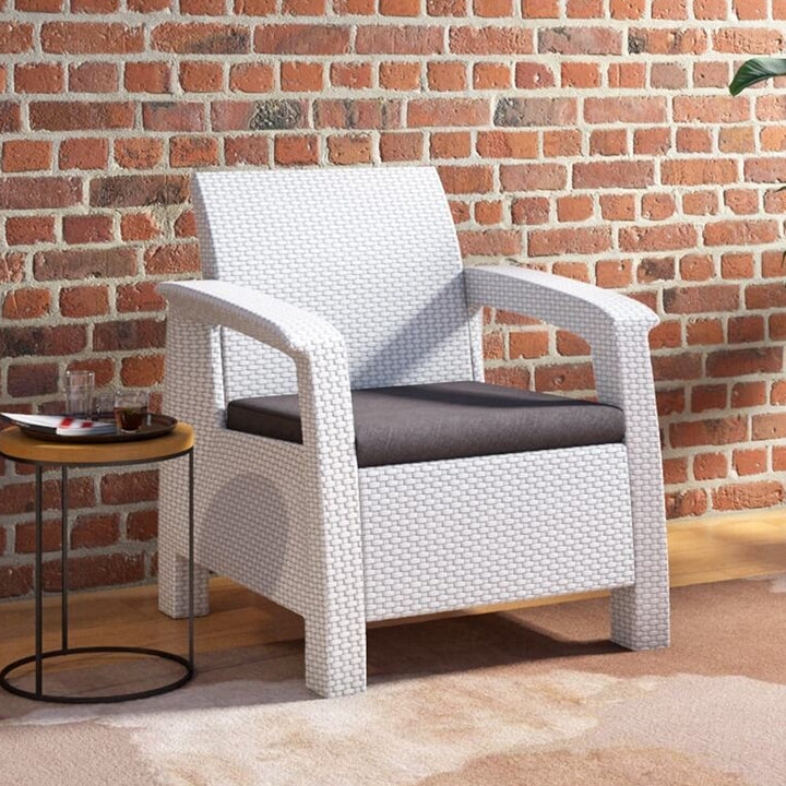 Nilkamal Goa Plastic 1 Seater Sofa with Cushion (Milky White & Grey)
