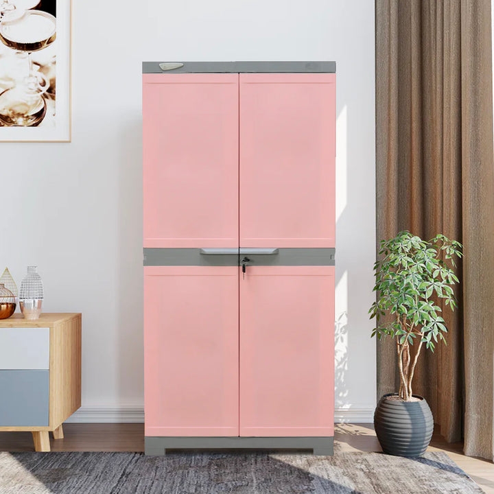 Nilkamal Freedom Mini Medium Plastic Cabinet (Crisp Onion/Haze Grey)