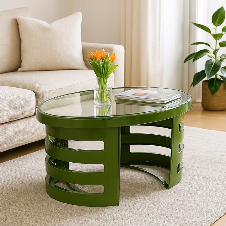 Nilkamal Mystique Center Table with Glass Top (Season Rust Brown)